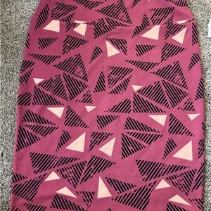 LuLaRoe Pink and Black Geometric Pencil Skirt